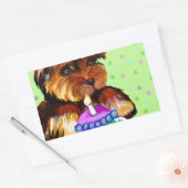 HAPPY BIRTHDAY YORKIE POO RECHTHOEKIGE STICKER (Envelop)