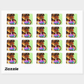 HAPPY BIRTHDAY YORKIE POO VIERKANTE STICKER (Vel)
