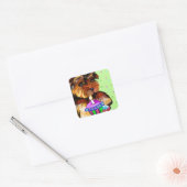 HAPPY BIRTHDAY YORKIE POO VIERKANTE STICKER (Envelop)