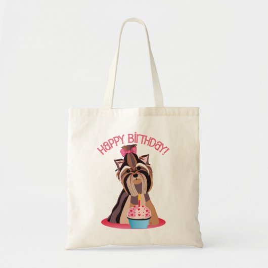 Happy Birthday Yorkie Tote Bag (Voorkant)