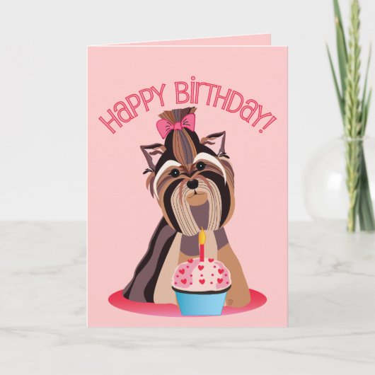 Happy Birthday Yorkshire Terrier Kaart (Voorkant)