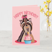 Happy Birthday Yorkshire Terrier Kaart (Gele Bloem)