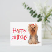 Happy Birthday Yorkshire Terrier Puppy Briefkaart (Staand voorkant)