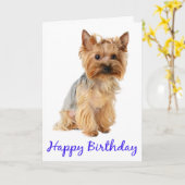Happy Birthday Yorkshire Terrier Puppy Dog Card Kaart (Gele Bloem)