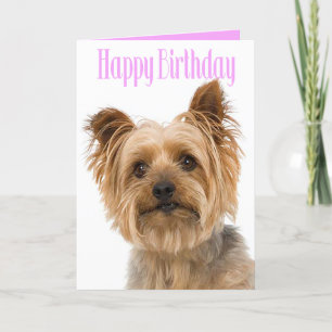 Happy Birthday Yorkshire Terrier Puppy Dog Roze Kaart