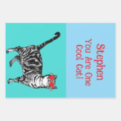 Happy Birthday You Cool Tabby Cat Mannen man Inpakpapier Vel (Voorkant)