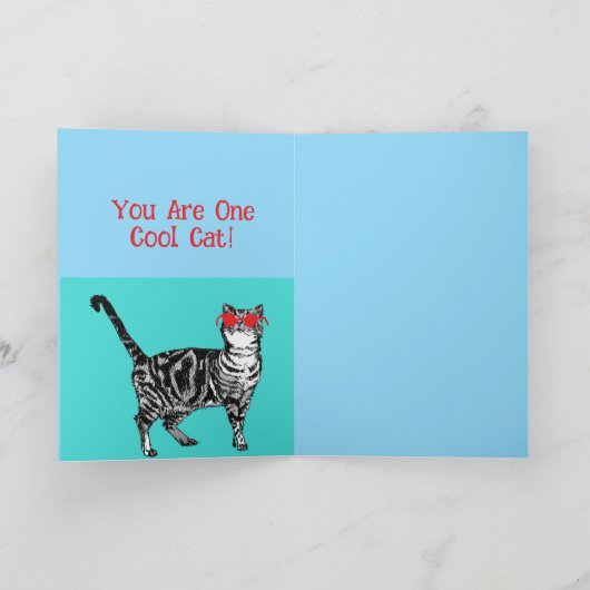 Happy Birthday You Cool Tabby Cat Mannen man Kaart (Binnen)