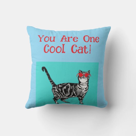 Happy Birthday You Cool Tabby Cat Mannen man Kussen (Achterkant)