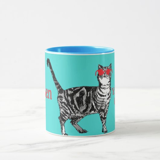 Happy Birthday You Cool Tabby Cat Mannen man Mok (Midden)