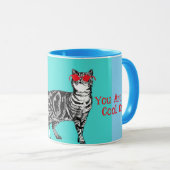 Happy Birthday You Cool Tabby Cat Mannen man Mok (Voorkant rechts)