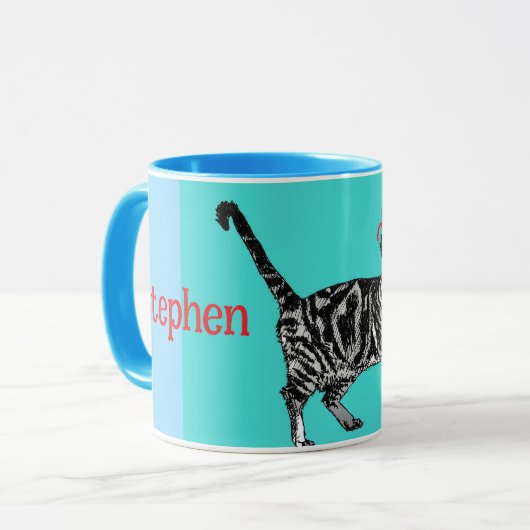 Happy Birthday You Cool Tabby Cat Mannen man Mok (Voorkant links)