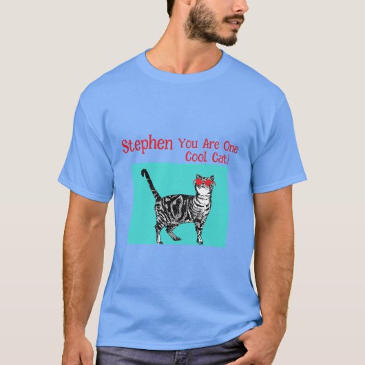 Happy Birthday You Cool Tabby Cat Mannen man T-shirt (Voorkant)