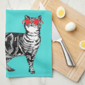 Happy Birthday You Cool Tabby Cat Mannen man Theedoek (Quarter Fold)