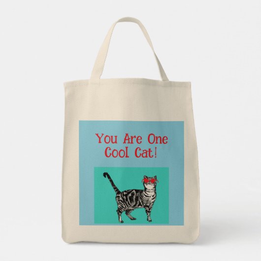 Happy Birthday You Cool Tabby Cat Mannen man Tote Bag (Achterkant)