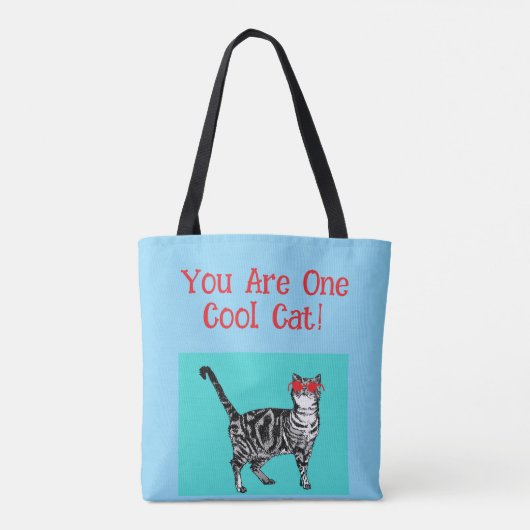 Happy Birthday You Cool Tabby Cat Mannen man Tote Bag (Achterkant)
