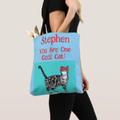 Happy Birthday You Cool Tabby Cat Mannen man Tote Bag (Dichtbij)