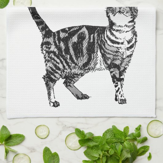 Happy Birthday You Cool Tabby Cat Theedoek (Gevouwen)