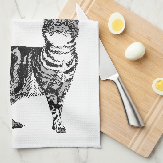 Happy Birthday You Cool Tabby Cat Theedoek (Quarter Fold)