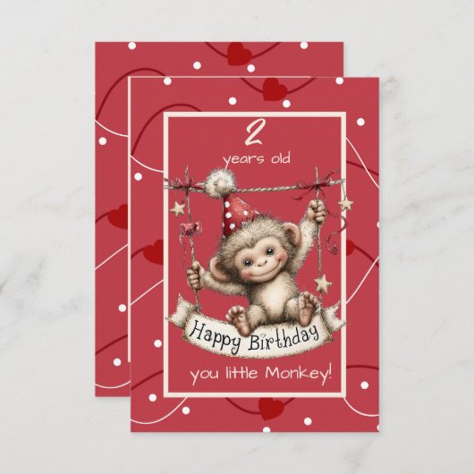 Happy Birthday You Little Monkey Kaart (Voorkant / Achterkant)