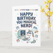 Happy Birthday You Magical Nerd Kaart (Gele Bloem)