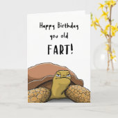 Happy Birthday You Old Fart - Hilarische schildpad Kaart (Gele Bloem)