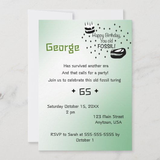 Happy Birthday you old fossil Invitation Kaart (Voorkant)