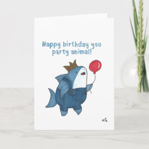Happy Birthday You Party Animal - Haaien Kaart