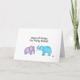 Happy Birthday You Party Animal - Olifanten Kaart