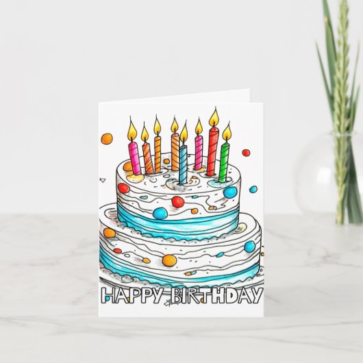 Happy Birthday Yummy Cake Art Kaart (Voorkant)