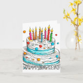 Happy Birthday Yummy Cake Art Kaart (Gele Bloem)