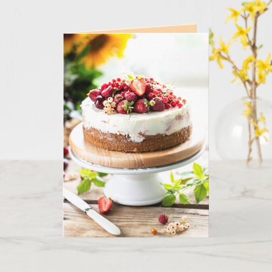 Happy Birthday Yummy Cake Kaart (Gele Bloem)