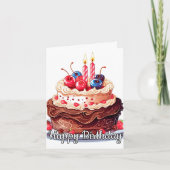 Happy Birthday Yummy Chocolate Cake Art Kaart (Voorkant)