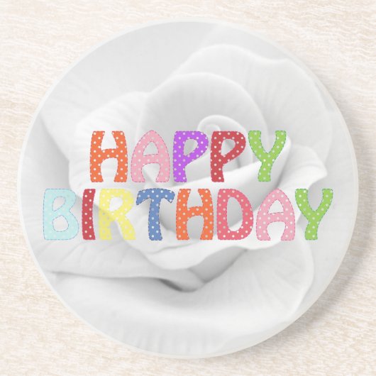 Happy Birthday Zandsteen Onderzetter (Voorkant)