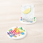Happy Birthday Zandsteen Onderzetter (Zijkant)