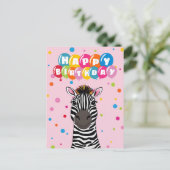 Happy Birthday Zebra Briefkaart (Staand voorkant)