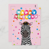 Happy Birthday Zebra Briefkaart (Voorkant / Achterkant)
