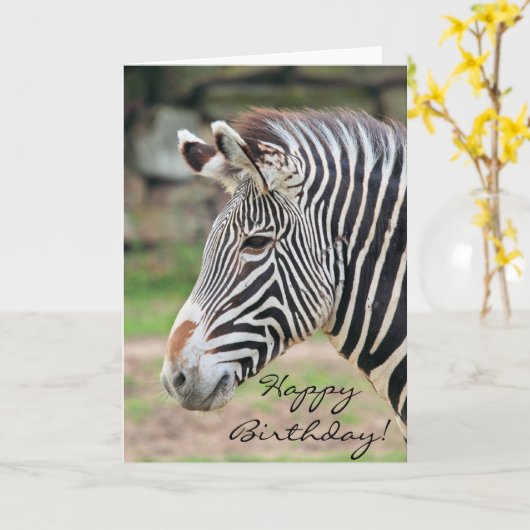 Happy Birthday Zebra-dier Kaart (Gele Bloem)