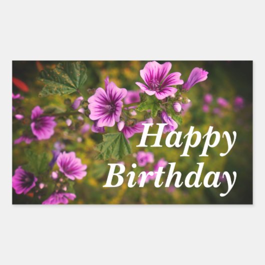 Happy Birthday Zebra Hollyhock Flowers #2 Stickers (Voorkant)