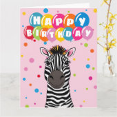 Happy Birthday Zebra Kaart (Gele Bloem)