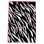 Happy Birthday Zebra Print Hot Pink Gift Bag Medium Cadeauzakje (Achterkant)