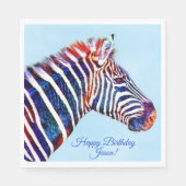 Happy Birthday Zebra Print Personalized Napkins Servet (Voorkant)