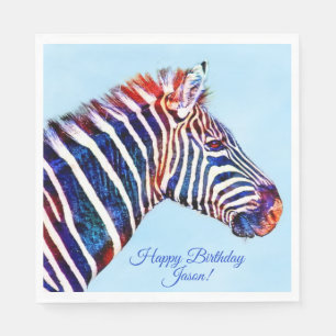 Happy Birthday Zebra Print Personalized Napkins Servet