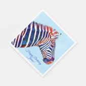 Happy Birthday Zebra Print Personalized Napkins Servet (Hoek)