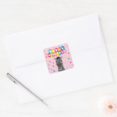 Happy Birthday Zebra Vierkante Sticker (Envelop)