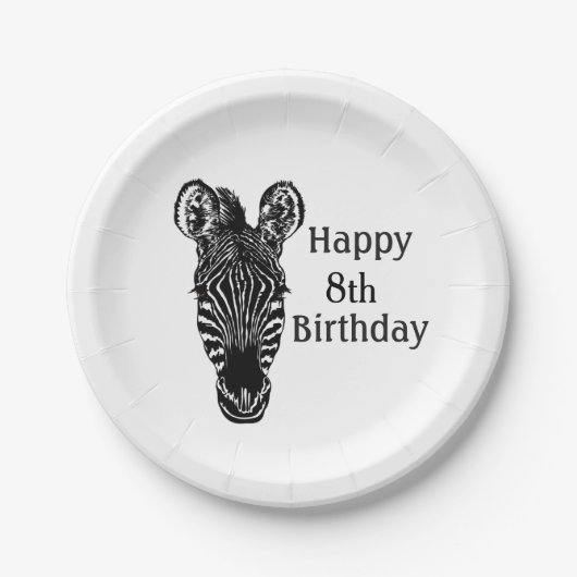 Happy Birthday Zebra w Age Papieren Bordje (Voorkant)