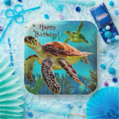 Happy Birthday Zee Turtle Papieren Bordje (Feest)