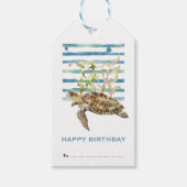 Happy Birthday, Zee Turtle Seashore Gift Labels Cadeaulabel (Voorkant)