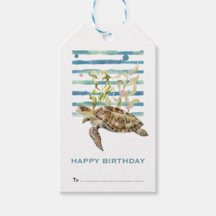 Happy Birthday, Zee Turtle Seashore Gift Labels Cadeaulabel