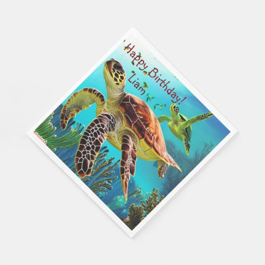 Happy Birthday Zee Turtle Servet (Hoek)