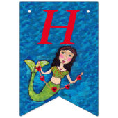 Happy Birthday  Zeemeermin String van Red Hearts Vlaggetjes (Eerste vlag)